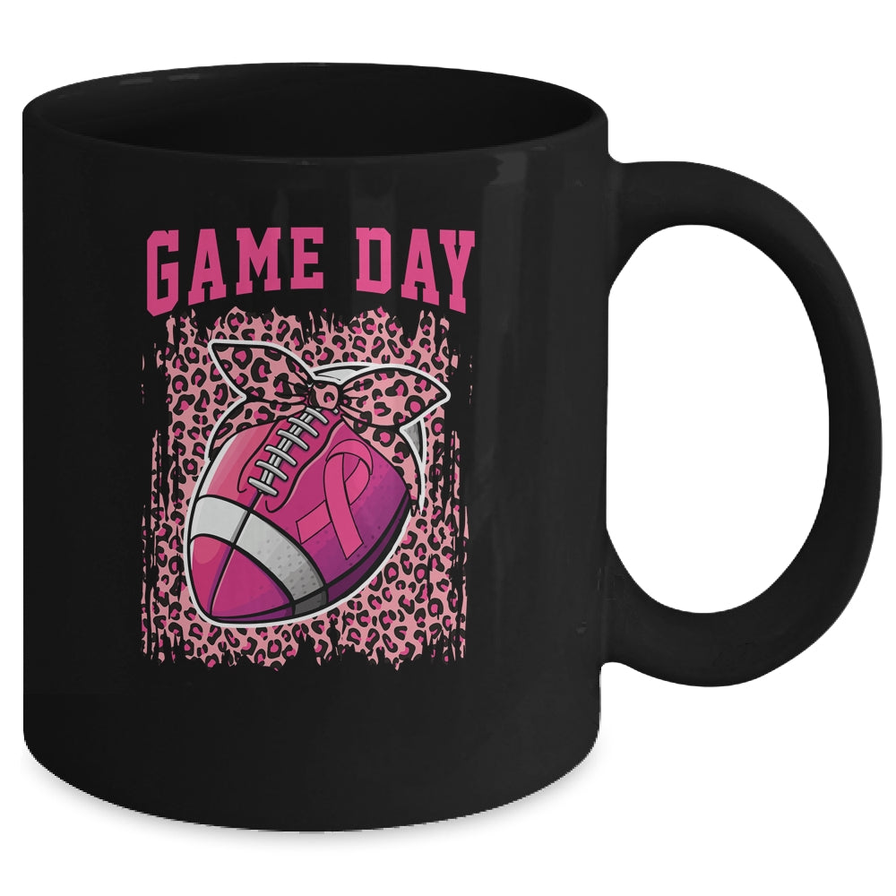 Game Day Breast Cancer Awareness Pink Football Mom Mug | siriusteestore