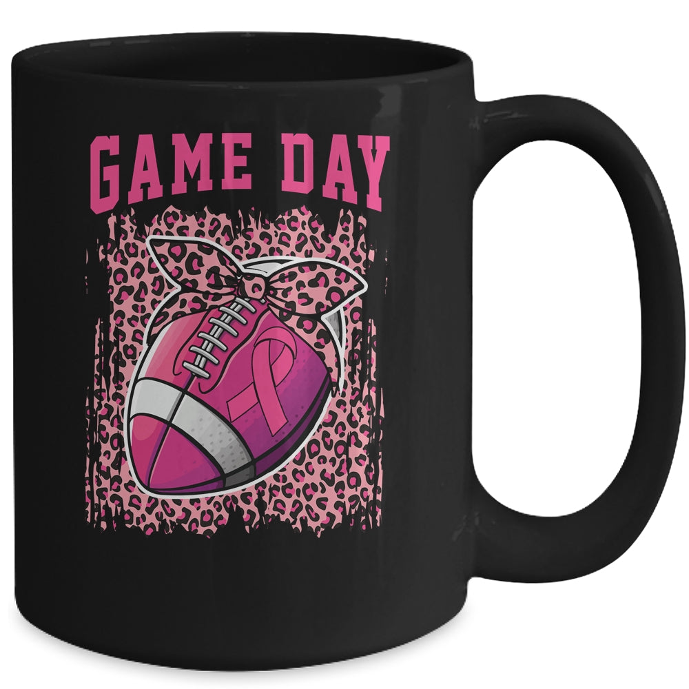Game Day Breast Cancer Awareness Pink Football Mom Mug | siriusteestore