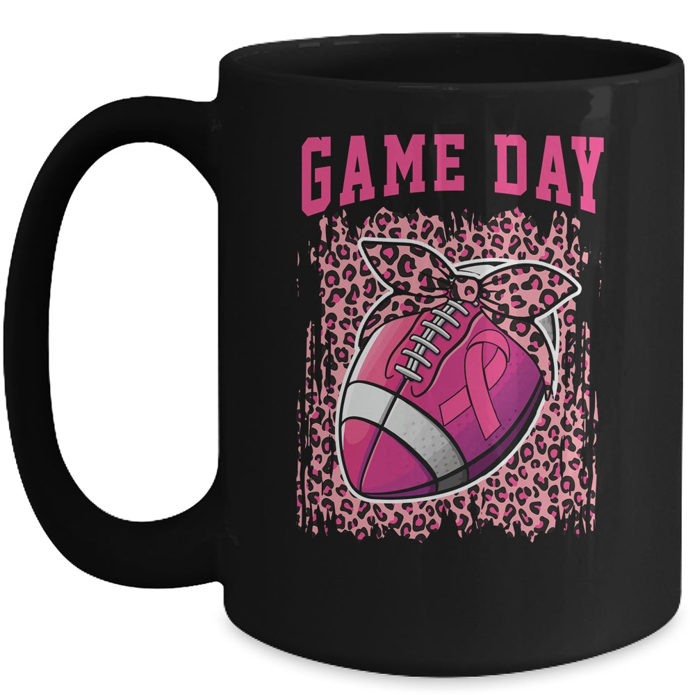 Game Day Breast Cancer Awareness Pink Football Mom Mug | siriusteestore