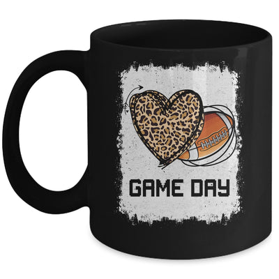Game Day Leopard Heart Football Lovers Mom Bleached Mug | siriusteestore