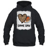 Game Day Leopard Heart Football Lovers Mom Bleached Shirt & Tank Top | siriusteestore