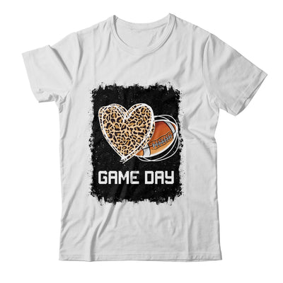 Game Day With Leopard Heart Football Lovers Mom Bleached Shirt & Tank Top | siriusteestore