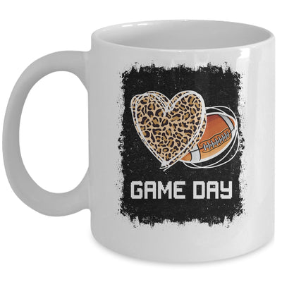 Game Day With Leopard Heart Football Lovers Mom Bleached Mug | siriusteestore