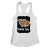 Game Day With Leopard Heart Football Lovers Mom Bleached Shirt & Tank Top | siriusteestore