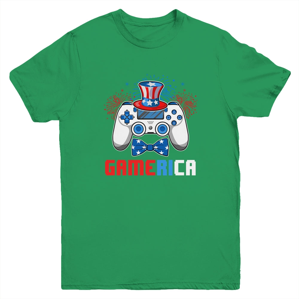 Gamerica 4th of July Video Game American Flag Boys Youth Shirt | siriusteestore