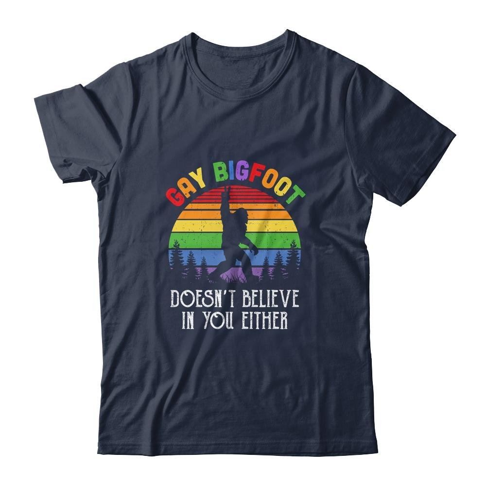 Gay Bigfoot Rainbow Sasquatch Retro Vintage Shirt & Tank Top | Siriustee.com