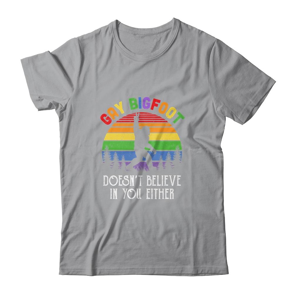 Gay Bigfoot Rainbow Sasquatch Retro Vintage Shirt & Tank Top | Siriustee.com