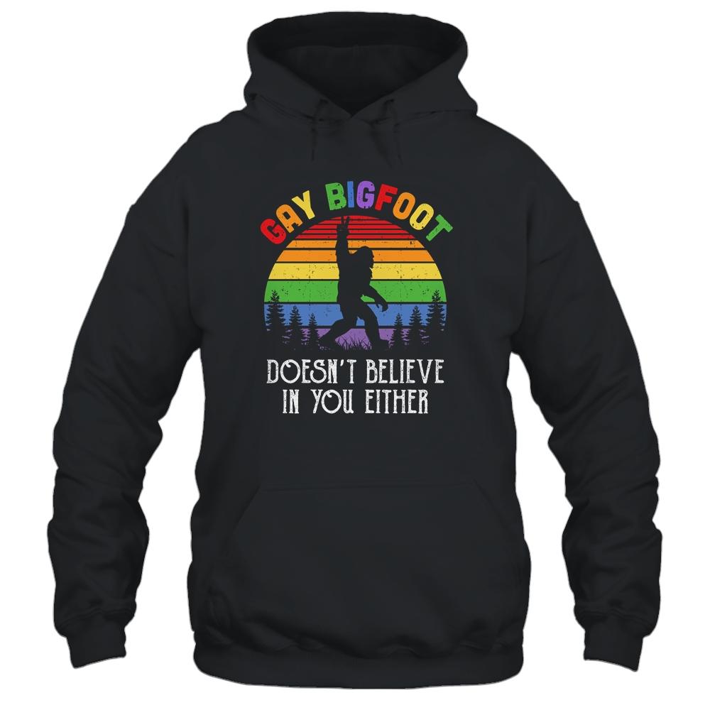 Gay Bigfoot Rainbow Sasquatch Retro Vintage Shirt & Tank Top | Siriustee.com