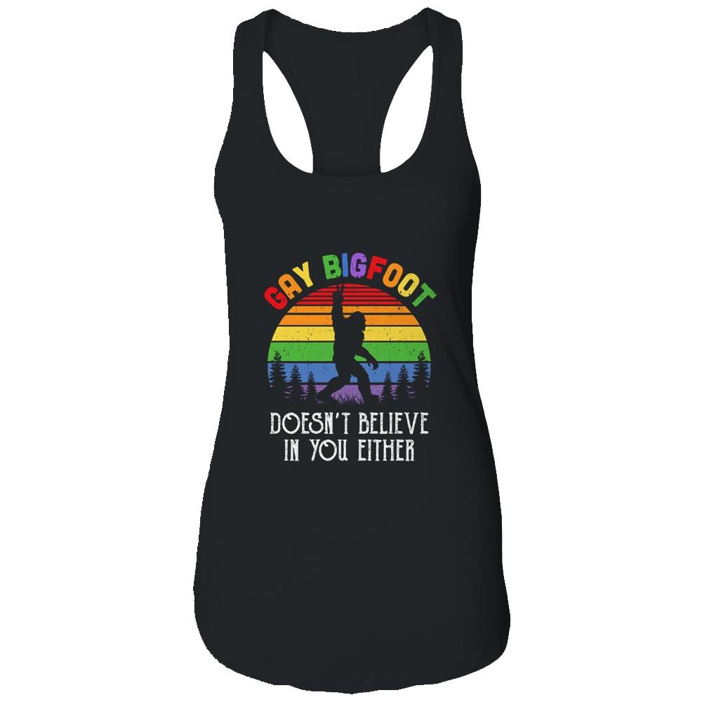 Gay Bigfoot Rainbow Sasquatch Retro Vintage Shirt & Tank Top | Siriustee.com
