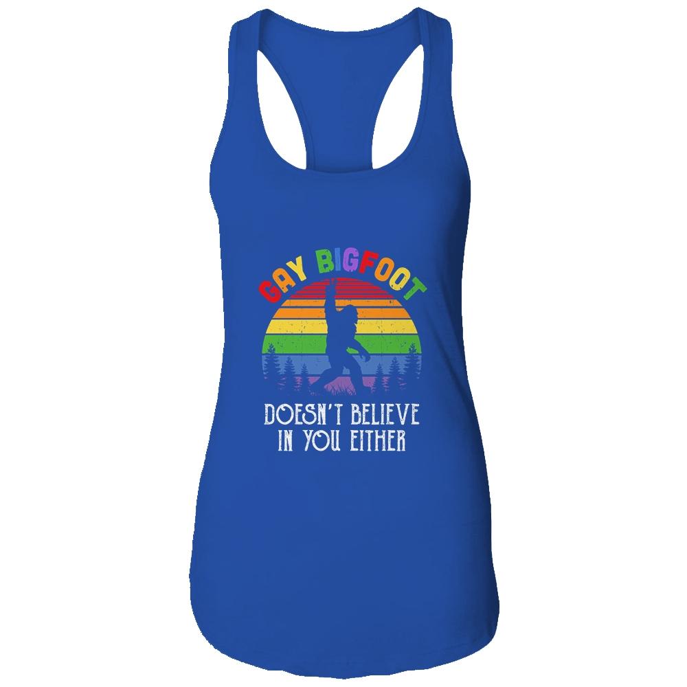 Gay Bigfoot Rainbow Sasquatch Retro Vintage Shirt & Tank Top | Siriustee.com