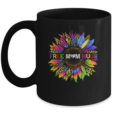 Gay Pride Free Mom Hugs Sunflower Leopard Rainbow LGBT Mug | siriusteestore