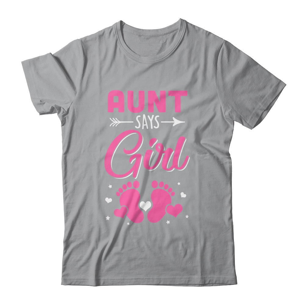 Gender Reveal For Aunt Says Girl Matching Family Set Party Shirt & Hoodie | siriusteestore