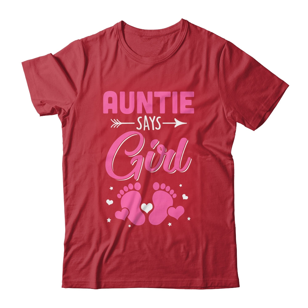 Gender Reveal For Auntie Says Girl Matching Family Set Party Shirt & Hoodie | siriusteestore
