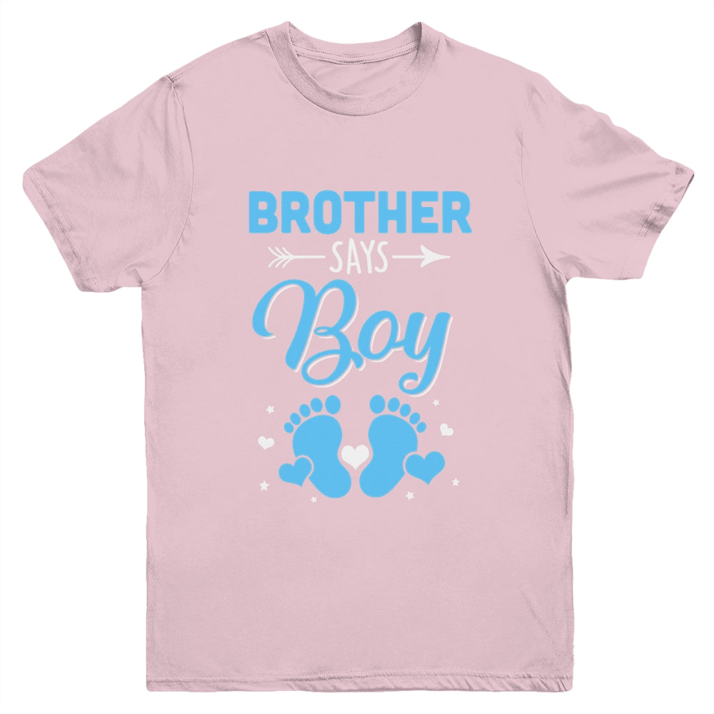 Gender Reveal For Brother Says Boy Matching Family Set Party Youth Shirt | siriusteestore