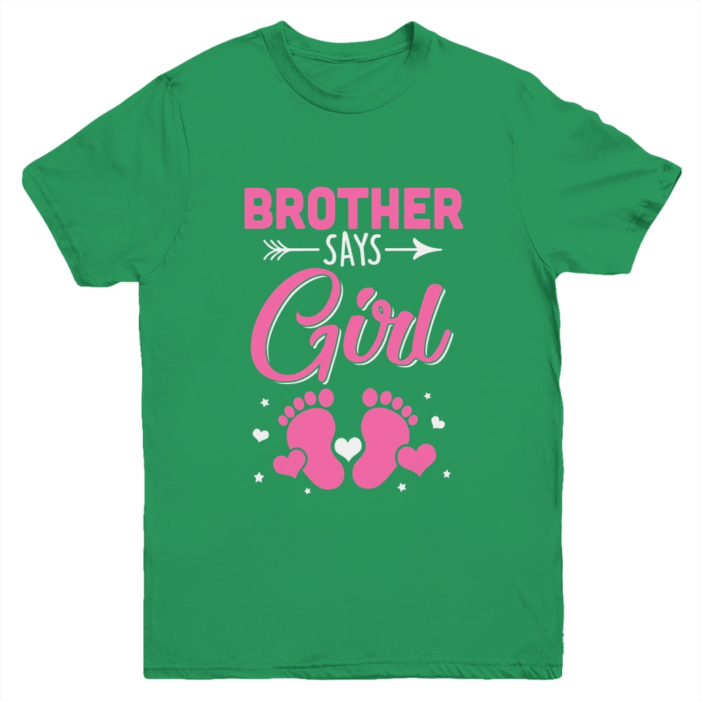 Gender Reveal For Brother Says Girl Matching Family Set Party Youth Shirt | siriusteestore