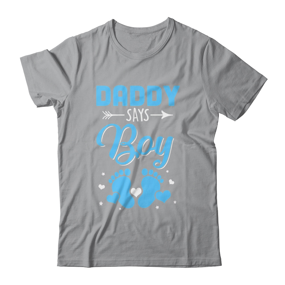 Gender Reveal For Daddy Says Boy Matching Family Set Party Shirt & Hoodie | siriusteestore