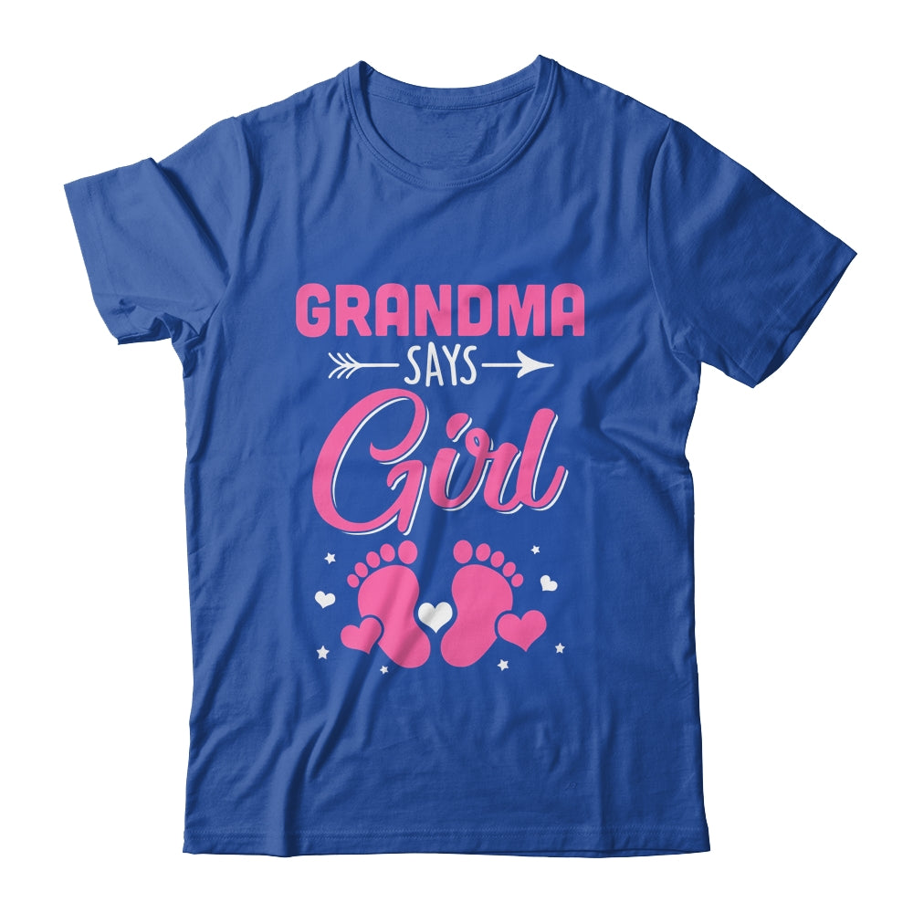 Gender Reveal For Grandma Says Girl Matching Family Set Party Shirt & Hoodie | siriusteestore