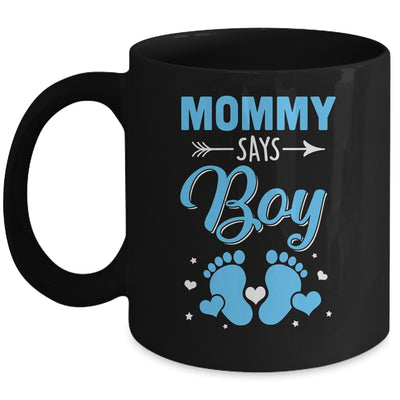 Gender Reveal For Mommy Says Boy Matching Family Set Party Mug | siriusteestore