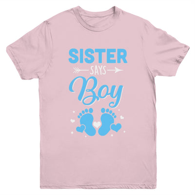 Gender Reveal For Sister Says Boy Matching Family Set Party Youth Shirt | siriusteestore