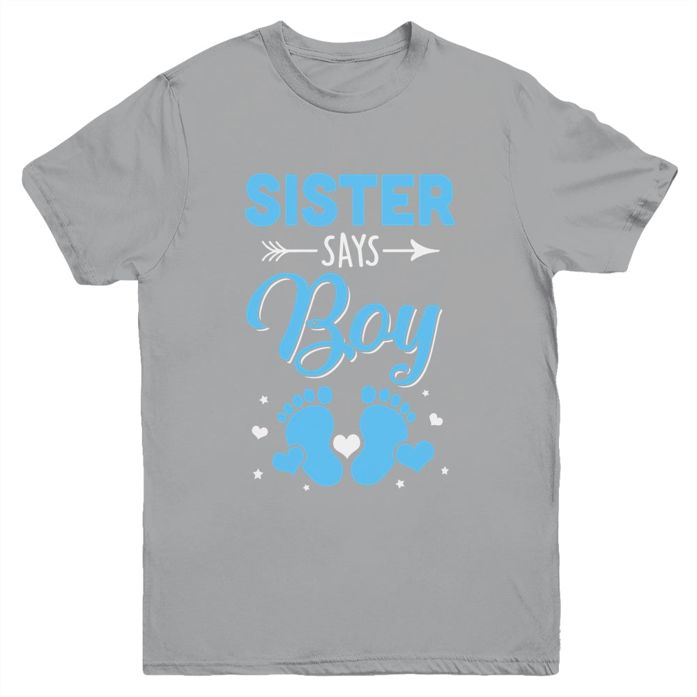 Gender Reveal For Sister Says Boy Matching Family Set Party Youth Shirt | siriusteestore