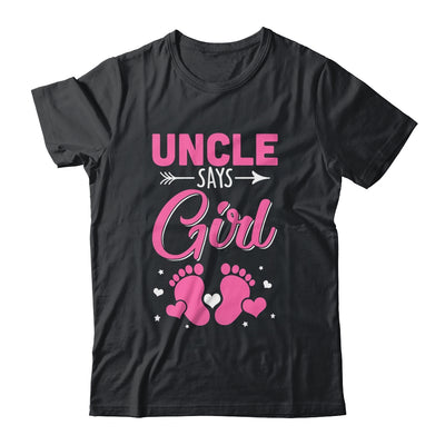 Gender Reveal For Uncle Says Girl Matching Family Set Party Shirt & Hoodie | siriusteestore