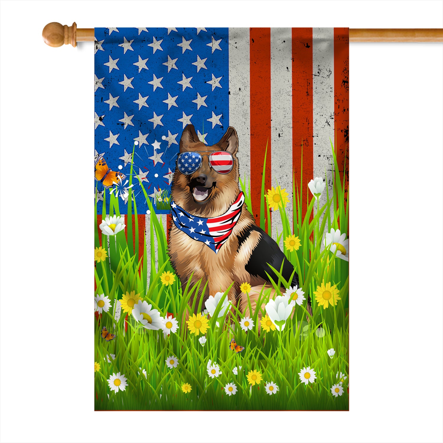 German Shepherd American USA Flag 4th of July Dog Lover On Independence Day | siriusteestore