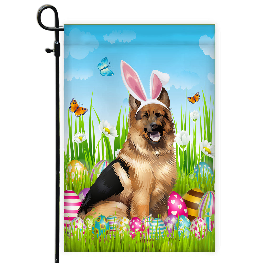 German Shepherd Happy Easter Day Holiday Flag Funny Dog Dog Wear Bunny Ears Headband Cute for Home Decor | siriusteestore