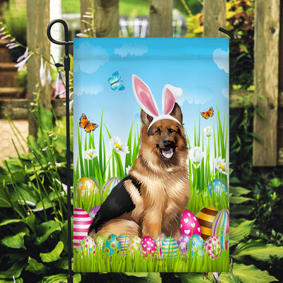 German Shepherd Happy Easter Day Holiday Flag Funny Dog Dog Wear Bunny Ears Headband Cute for Home Decor | siriusteestore