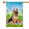 German Shepherd Happy Easter Day Holiday Flag Funny Dog Dog Wear Bunny Ears Headband Cute for Home Decor | siriusteestore