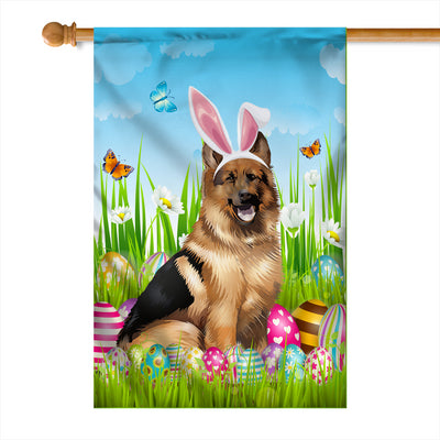 German Shepherd Happy Easter Day Holiday Flag Funny Dog Dog Wear Bunny Ears Headband Cute for Home Decor | siriusteestore