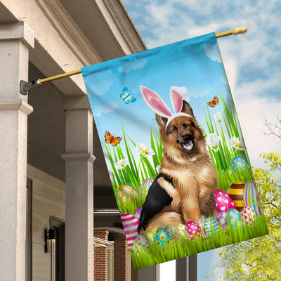 German Shepherd Happy Easter Day Holiday Flag Funny Dog Dog Wear Bunny Ears Headband Cute for Home Decor | siriusteestore