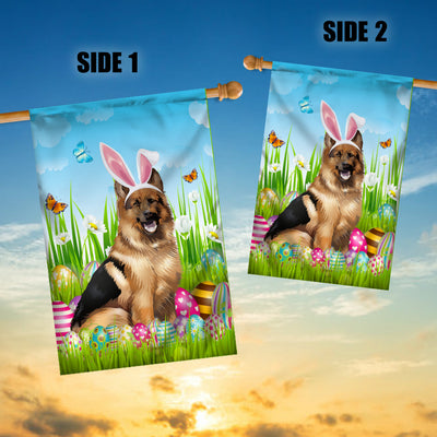 German Shepherd Happy Easter Day Holiday Flag Funny Dog Dog Wear Bunny Ears Headband Cute for Home Decor | siriusteestore