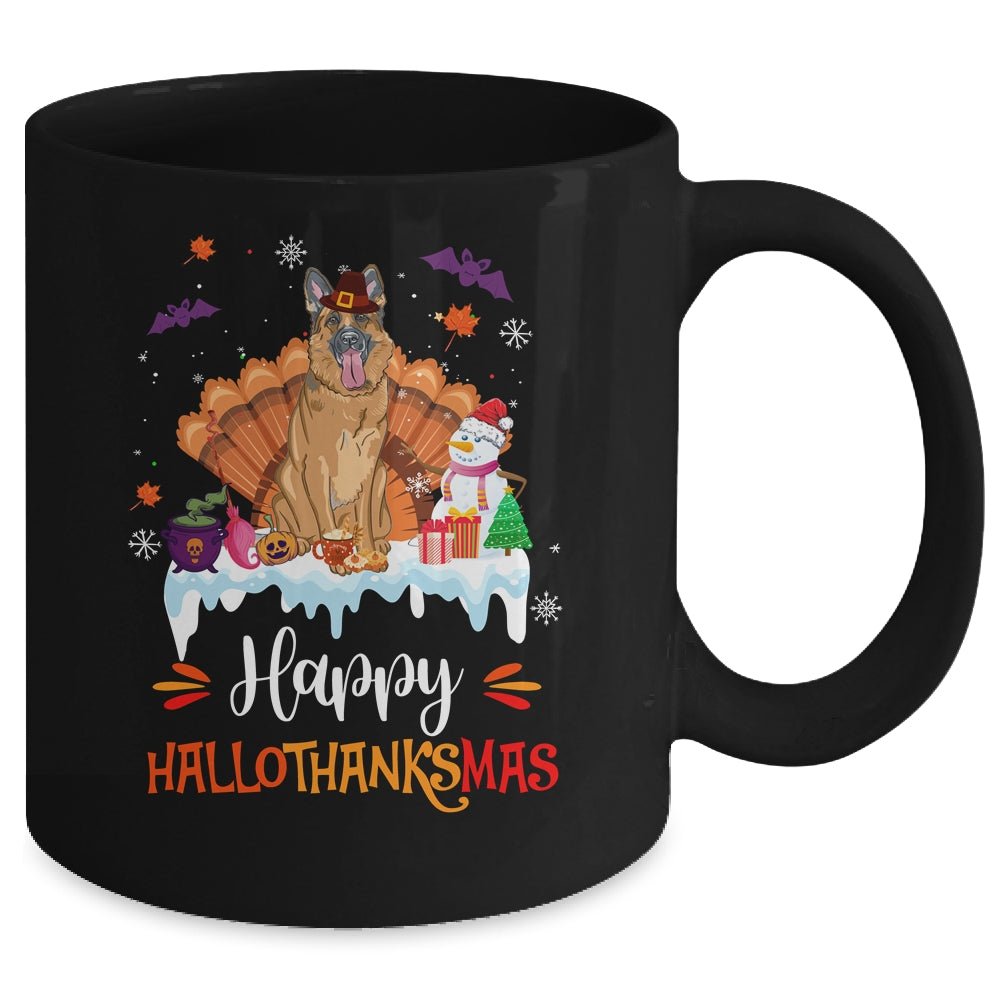 German Shepherd Happy HalloThanksMas Halloween Christmas Mug | siriusteestore