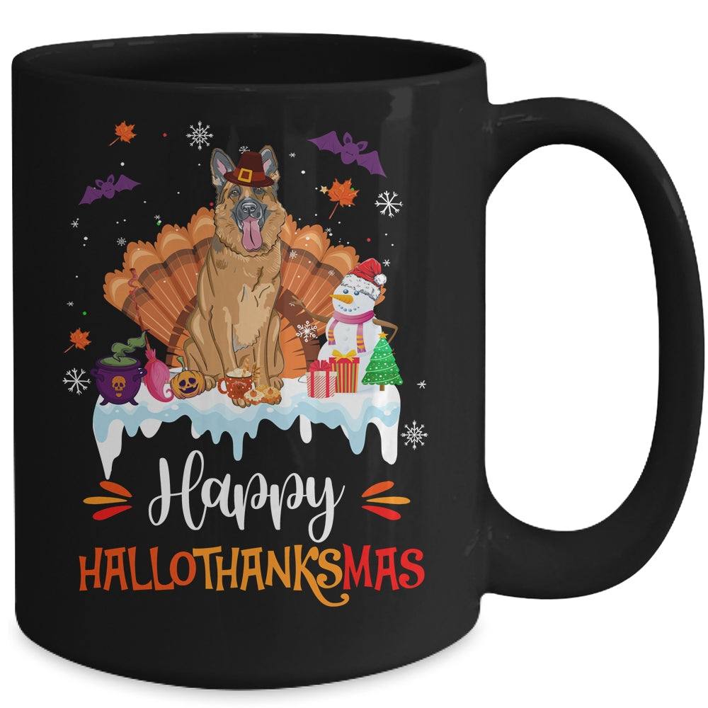 German Shepherd Happy HalloThanksMas Halloween Christmas Mug | siriusteestore