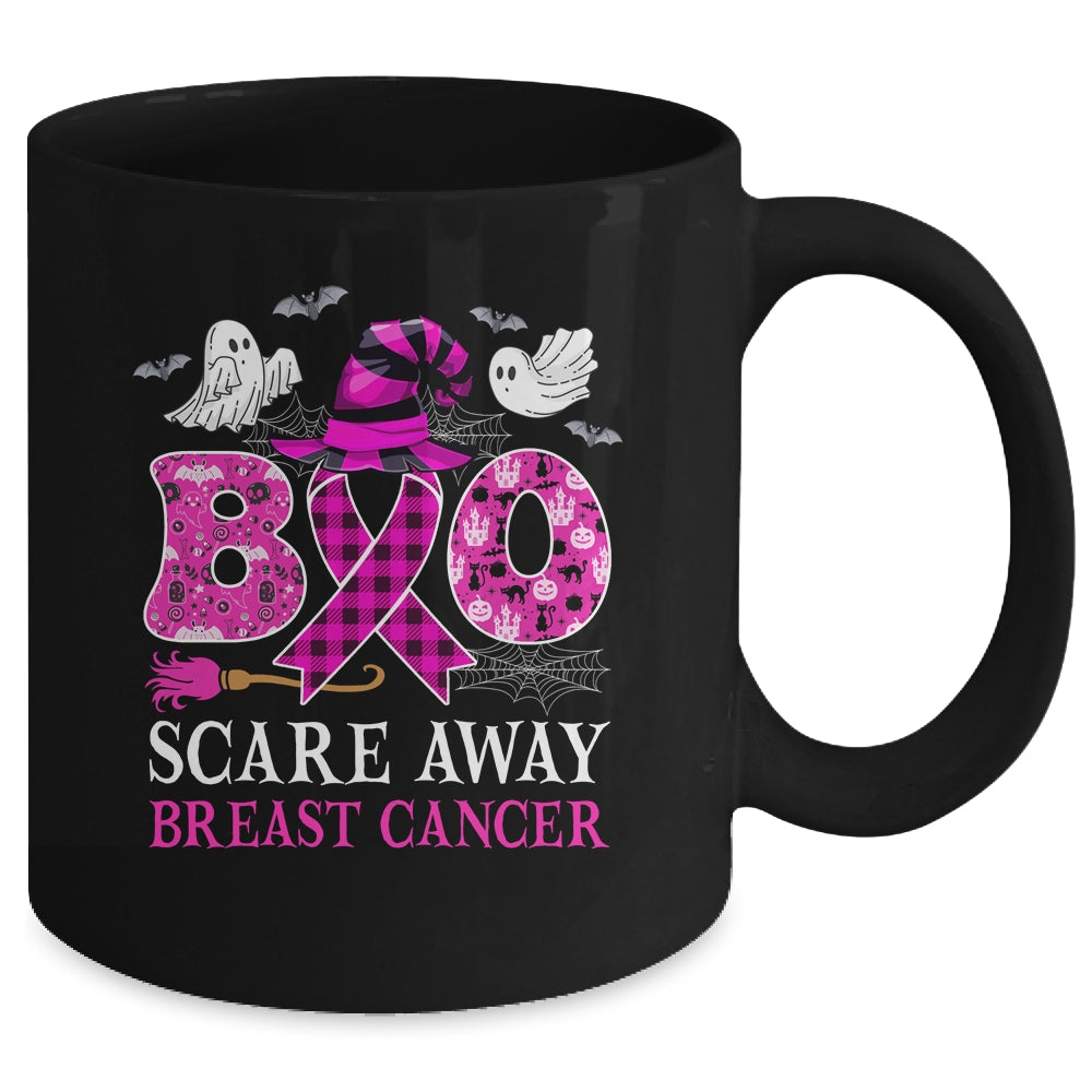 Ghost Boo Scare Away Breast Cancer Awareness Funny Halloween Mug | siriusteestore
