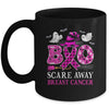 Ghost Boo Scare Away Breast Cancer Awareness Funny Halloween Mug | siriusteestore