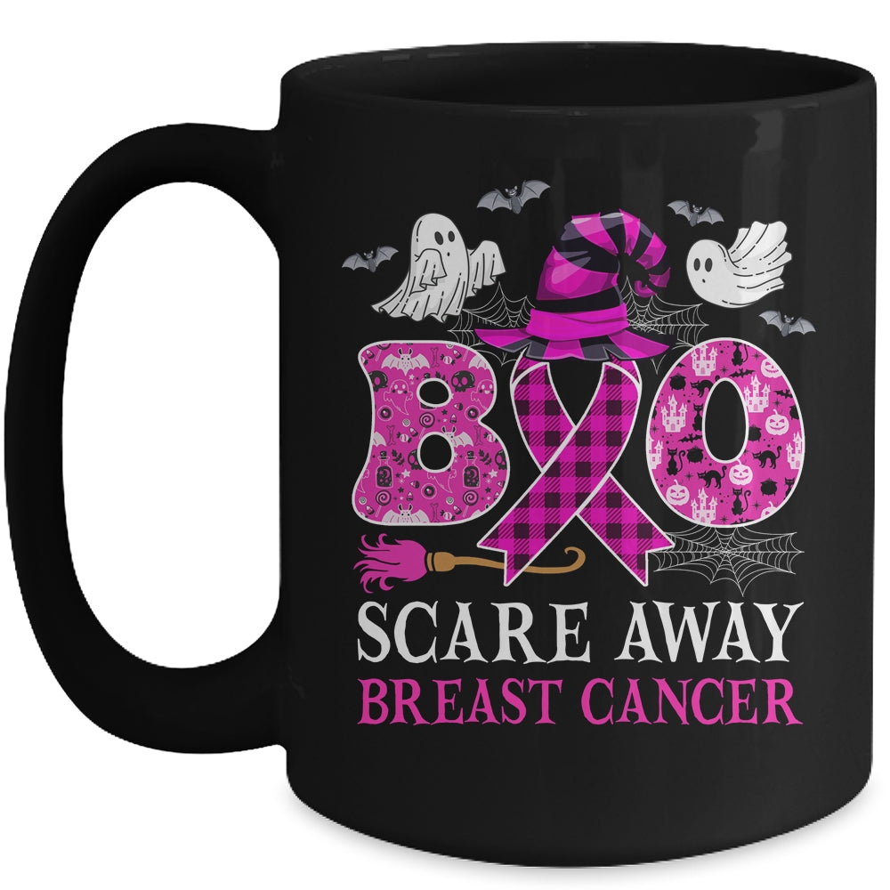 Ghost Boo Scare Away Breast Cancer Awareness Funny Halloween Mug | siriusteestore
