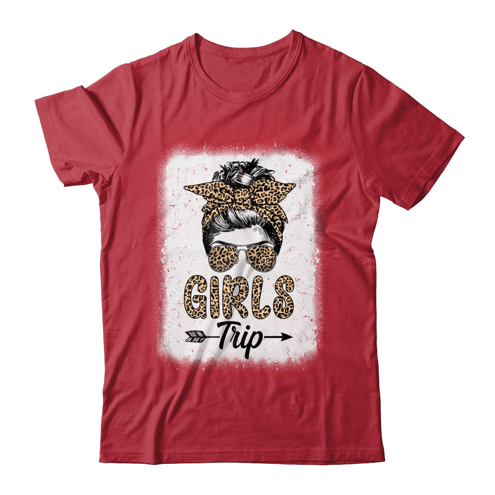 Girls Trip 2023 Messy Bun Leopard Best Friend Matching Girl Shirt & Tank Top | siriusteestore