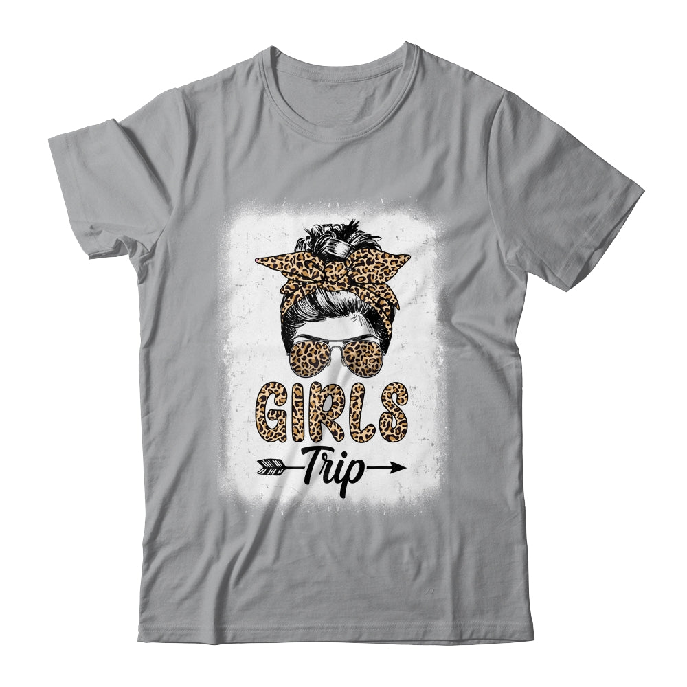 Girls Trip 2023 Messy Bun Leopard Best Friend Matching Girl Shirt & Tank Top | siriusteestore