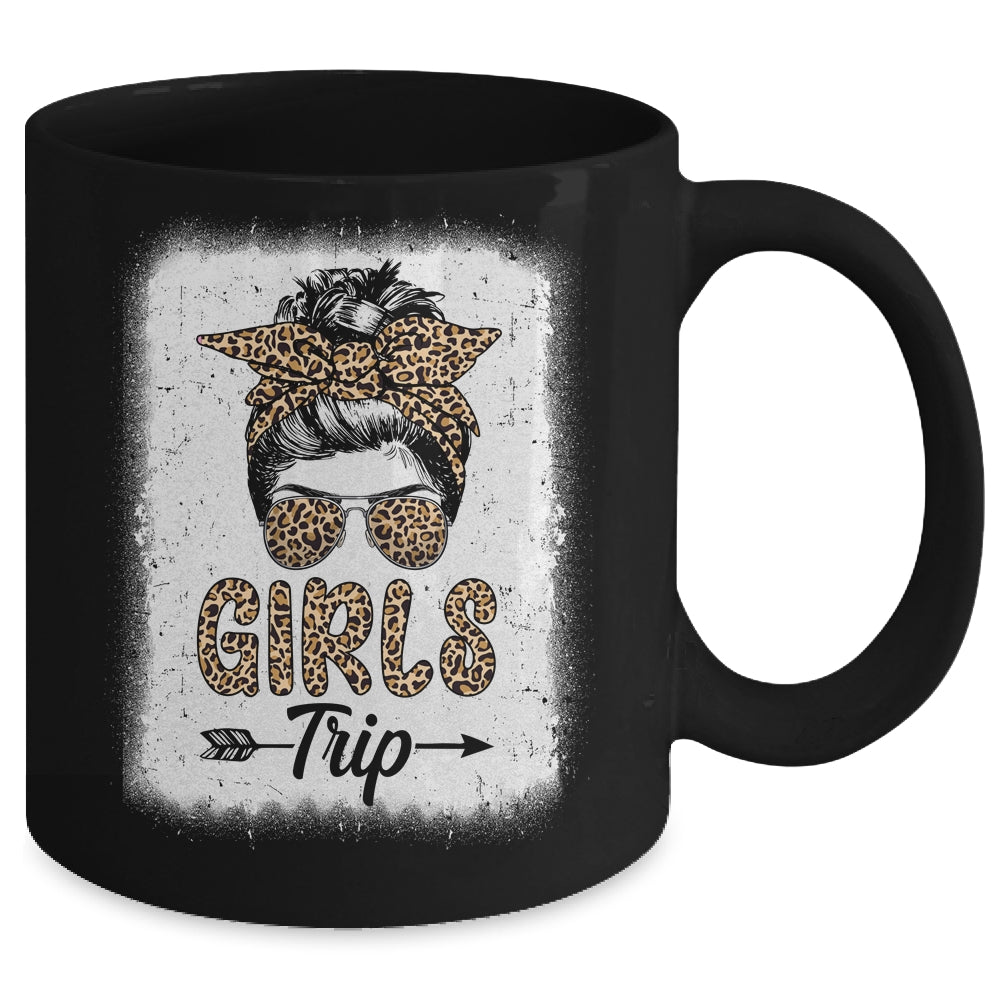 Girls Trip 2023 Messy Bun Leopard Best Friend Matching Girl Mug | siriusteestore
