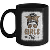 Girls Trip 2023 Messy Bun Leopard Best Friend Matching Girl Mug | siriusteestore
