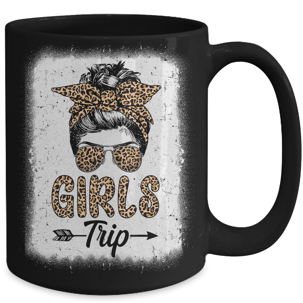 Girls Trip 2023 Messy Bun Leopard Best Friend Matching Girl Mug | siriusteestore