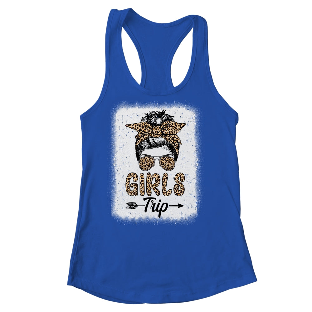 Girls Trip 2023 Messy Bun Leopard Best Friend Matching Girl Shirt & Tank Top | siriusteestore