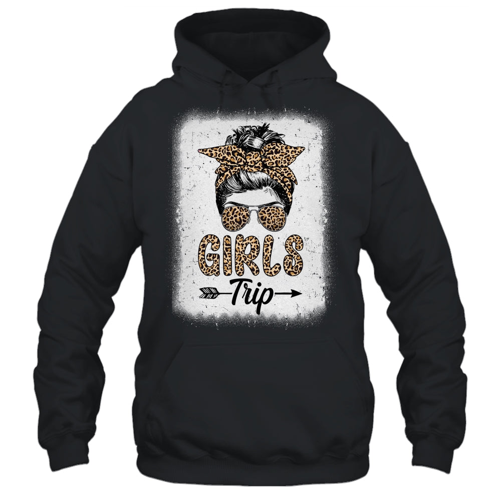 Girls Trip 2023 Messy Bun Leopard Best Friend Matching Girl Shirt & Tank Top | siriusteestore
