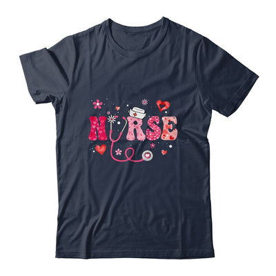 Girls Women Nurses Valentines Day Hearts Stethoscope Groovy Shirt & Tank Top | siriusteestore