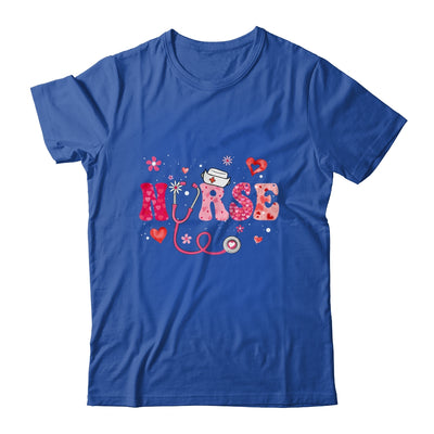 Girls Women Nurses Valentines Day Hearts Stethoscope Groovy Shirt & Tank Top | siriusteestore