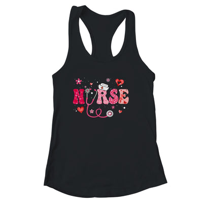 Girls Women Nurses Valentines Day Hearts Stethoscope Groovy Shirt & Tank Top | siriusteestore