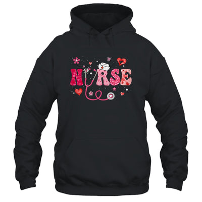 Girls Women Nurses Valentines Day Hearts Stethoscope Groovy Shirt & Tank Top | siriusteestore