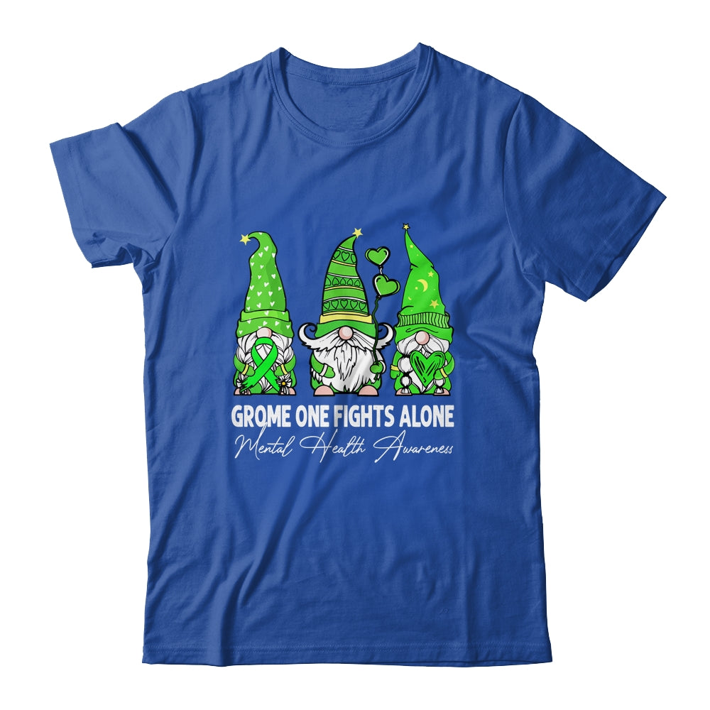Gnome One Fights Alone Mental Health Awareness Green Ribbon Shirt & Tank Top | siriusteestore