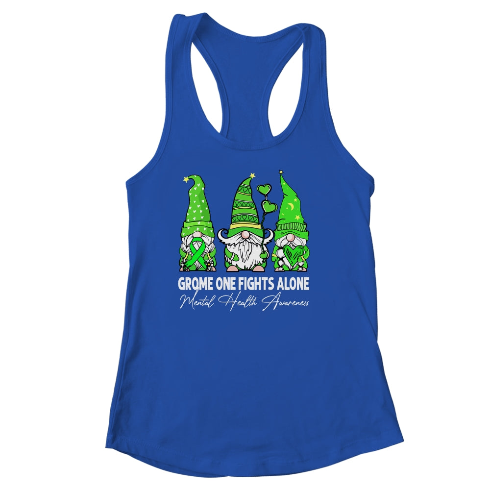Gnome One Fights Alone Mental Health Awareness Green Ribbon Shirt & Tank Top | siriusteestore